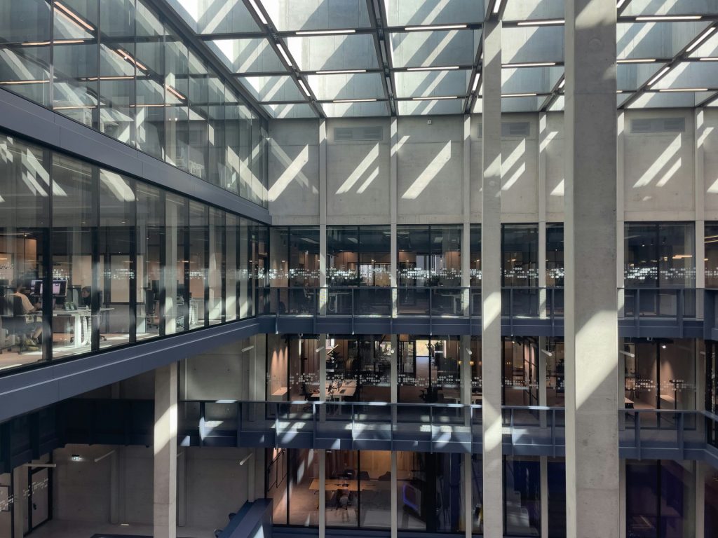 A view of a building with a lot of windows